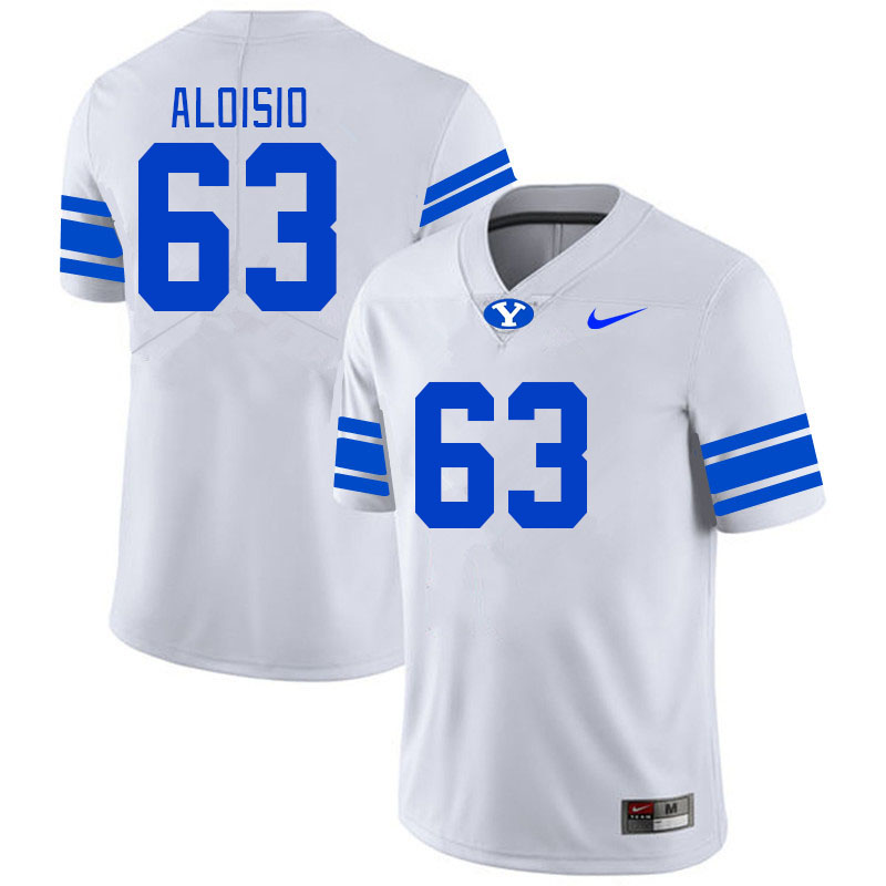 Men #63 Mac Aloisio BYU Cougars College Football Jerseys Stitched-White - Click Image to Close